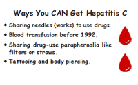 Sample wallet card on ways you can get hepatitis C