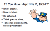 Sample wallet card on what not to do if you have hepatitis C